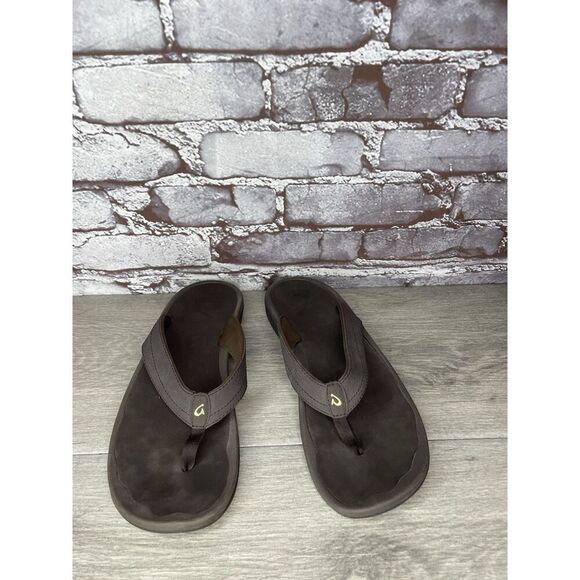 Olukai Ohana Flip Flops Womens Size 9 Brown Thong Slip On Comfort Logo - Picture 12 of 16